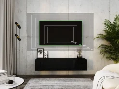Móvel De Tv* Móvel TV suspenso, 140 x 34 x 32 cm, Fosco Preto