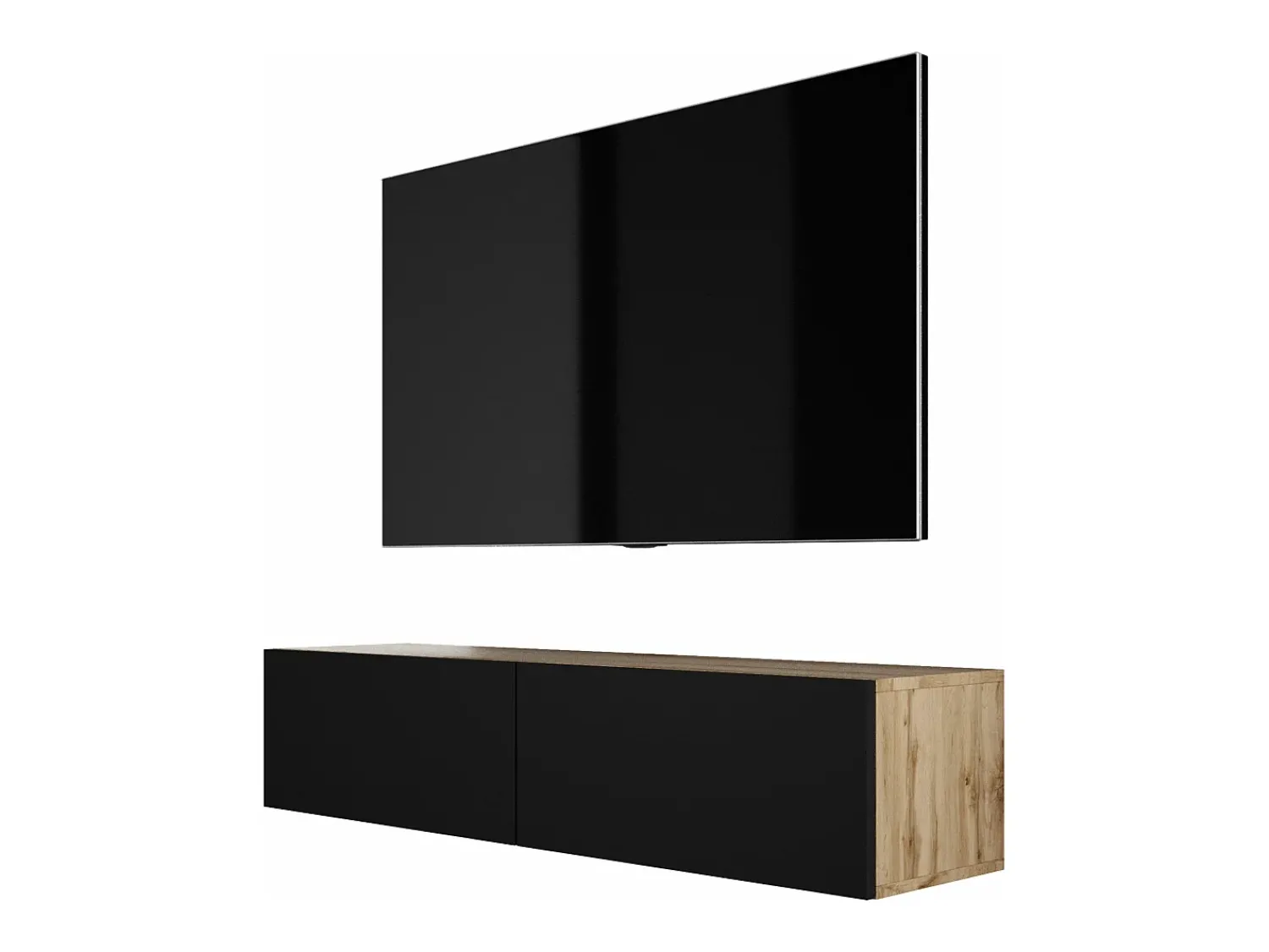 Móvel TV suspenso, 140 x 34 x 32 cm, Carvalho Wotan / Preto Fosco^ Móvel De Tv