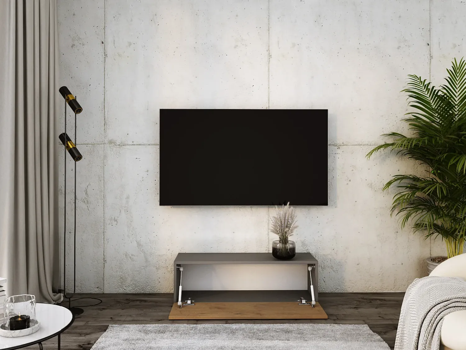Móvel De Tv| Móvel TV suspenso, 100 x 34 x 32 cm, Antracite / Carvalho Lancelot Cinzento