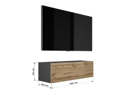 Best Móvel TV suspenso, 100 x 34 x 32 cm, Fosco / Carvalho Wotan Preto