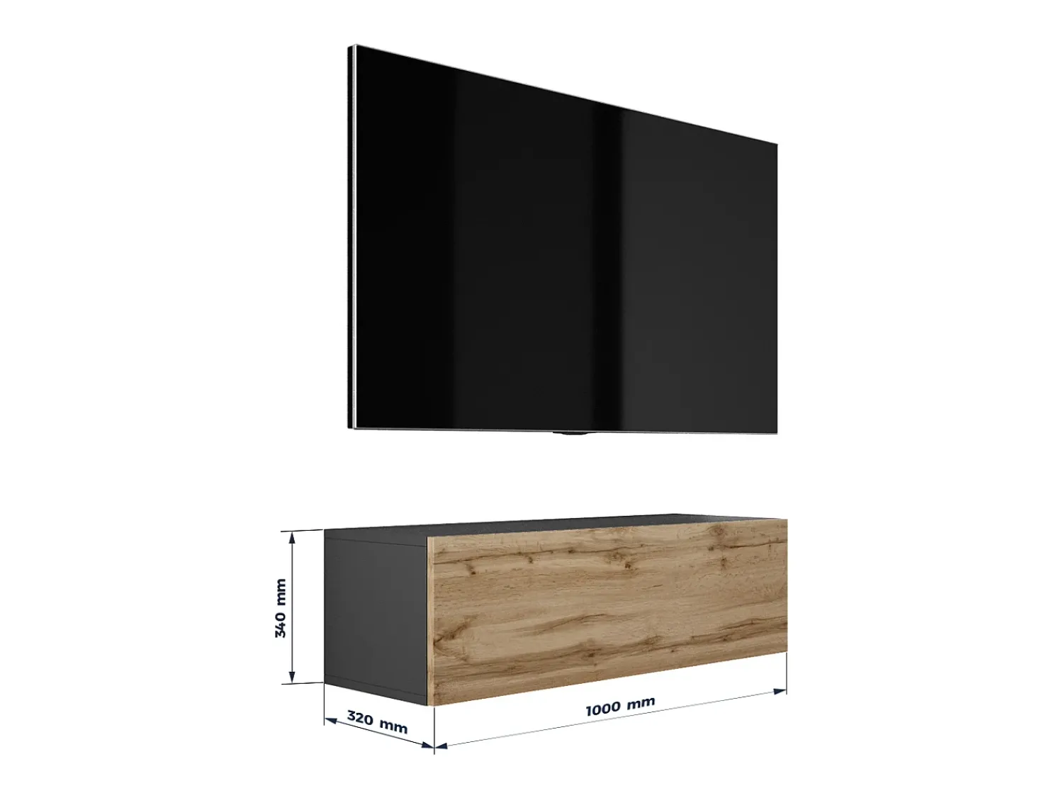 Best Móvel TV suspenso, 100 x 34 x 32 cm, Fosco / Carvalho Wotan Preto