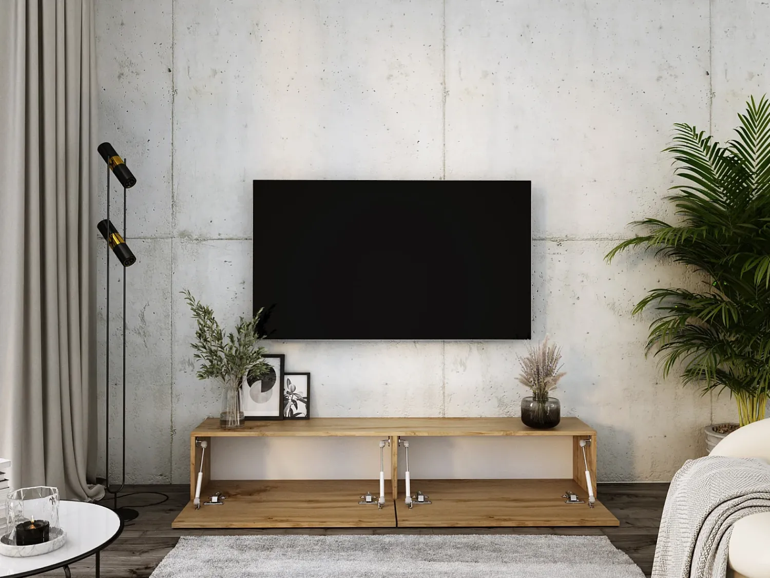 Móvel De Tv* Móvel TV suspenso, 170 x 34 x 32 cm, Carvalho Wotan Castanho