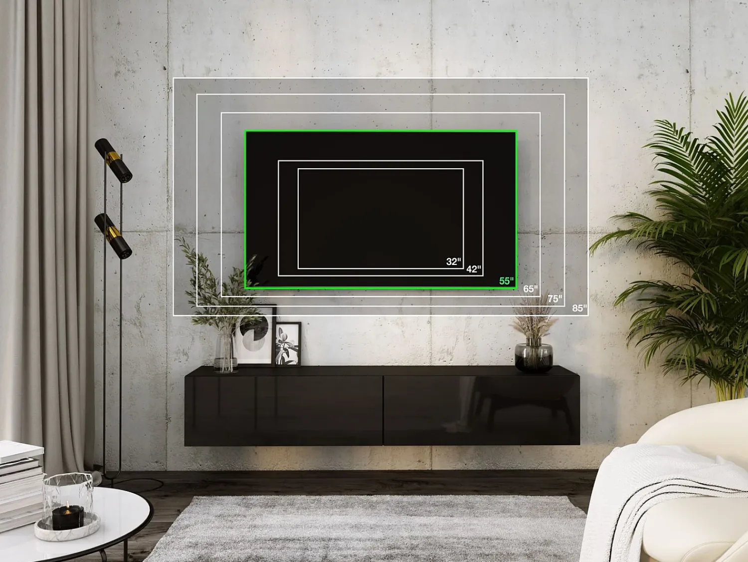Móvel TV suspenso, 170 x 34 x 32 cm, Fosco / Brilhante^ Móvel De Tv