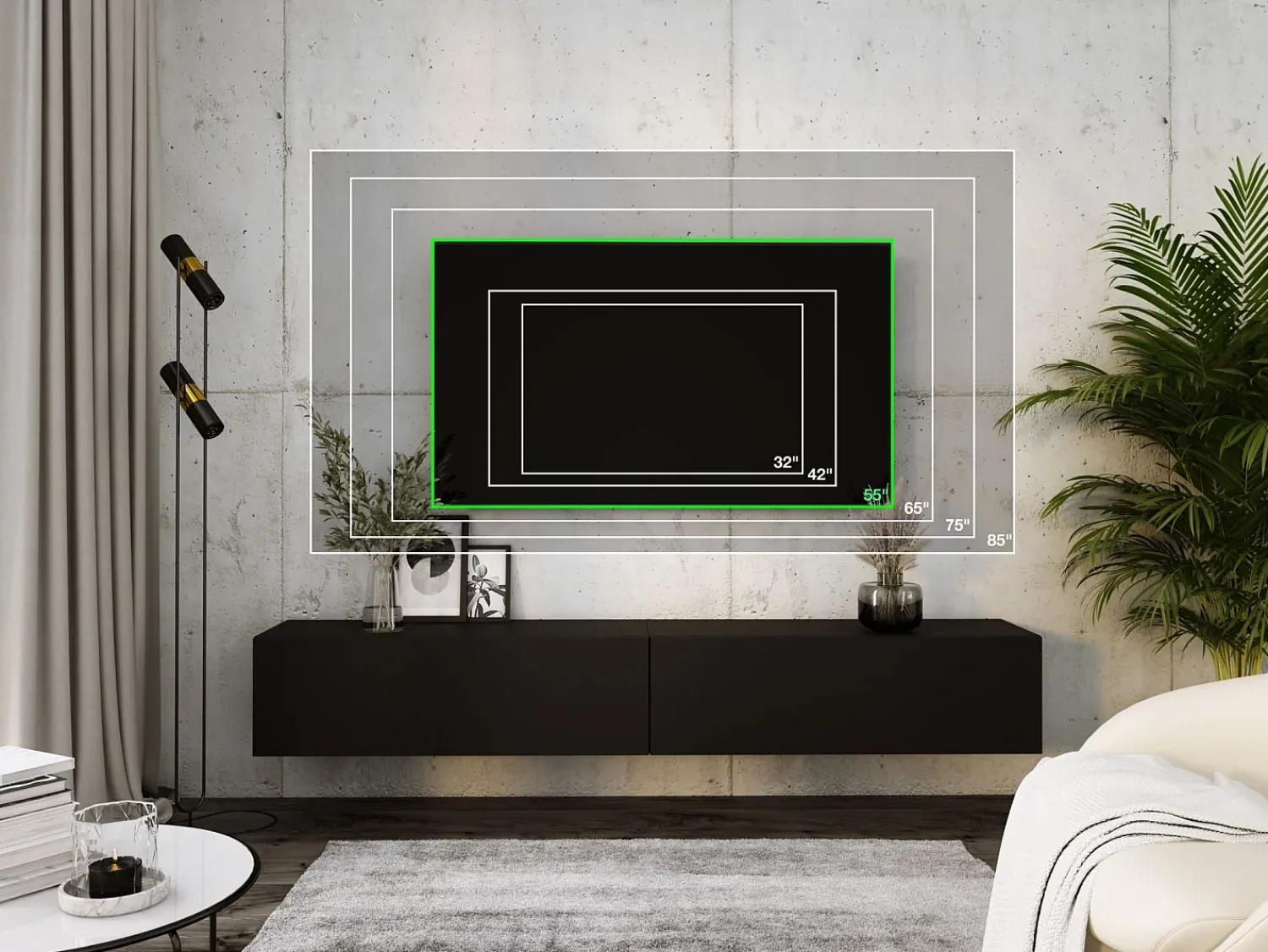 Móvel TV suspenso, 170 x 34 x 32 cm, Fosco^ Móvel De Tv