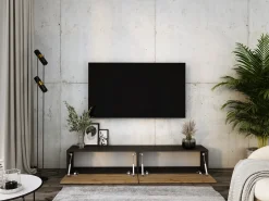 Outlet Móvel TV suspenso, 170 x 34 x 32 cm, Carvalho Wotan / Fosco Preto