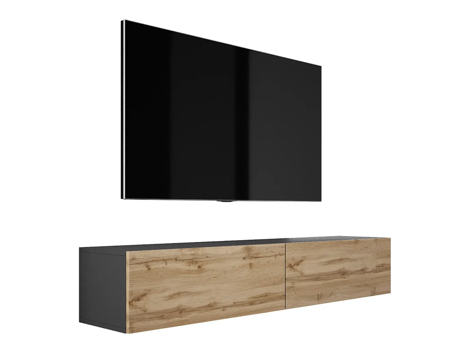 Outlet Móvel TV suspenso, 170 x 34 x 32 cm, Carvalho Wotan / Fosco Preto