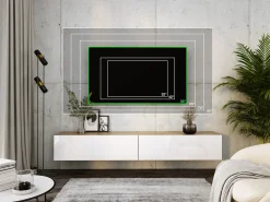 Móvel TV suspenso, (2 x 100) x 34 x 32 cm, Carvalho Wotan / Branco Brilhante^ Móvel De Tv