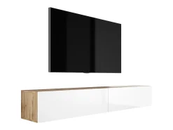Móvel TV suspenso, (2 x 100) x 34 x 32 cm, Carvalho Wotan / Branco Brilhante^ Móvel De Tv