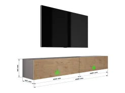 Móvel De Tv* Móvel TV suspenso, (2 x 100) x 34 x 32 cm, Antracite / Carvalho Lancelot Cinzento / Castanho