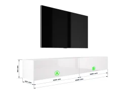 Móvel De Tv| Móvel TV suspenso, (2 x 100) x 34 x 32 cm, Fosco / Brilhante Branco