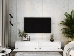 Móvel De Tv* Móvel TV suspenso, (2 x 100) x 34 x 32 cm, Fosco Branco