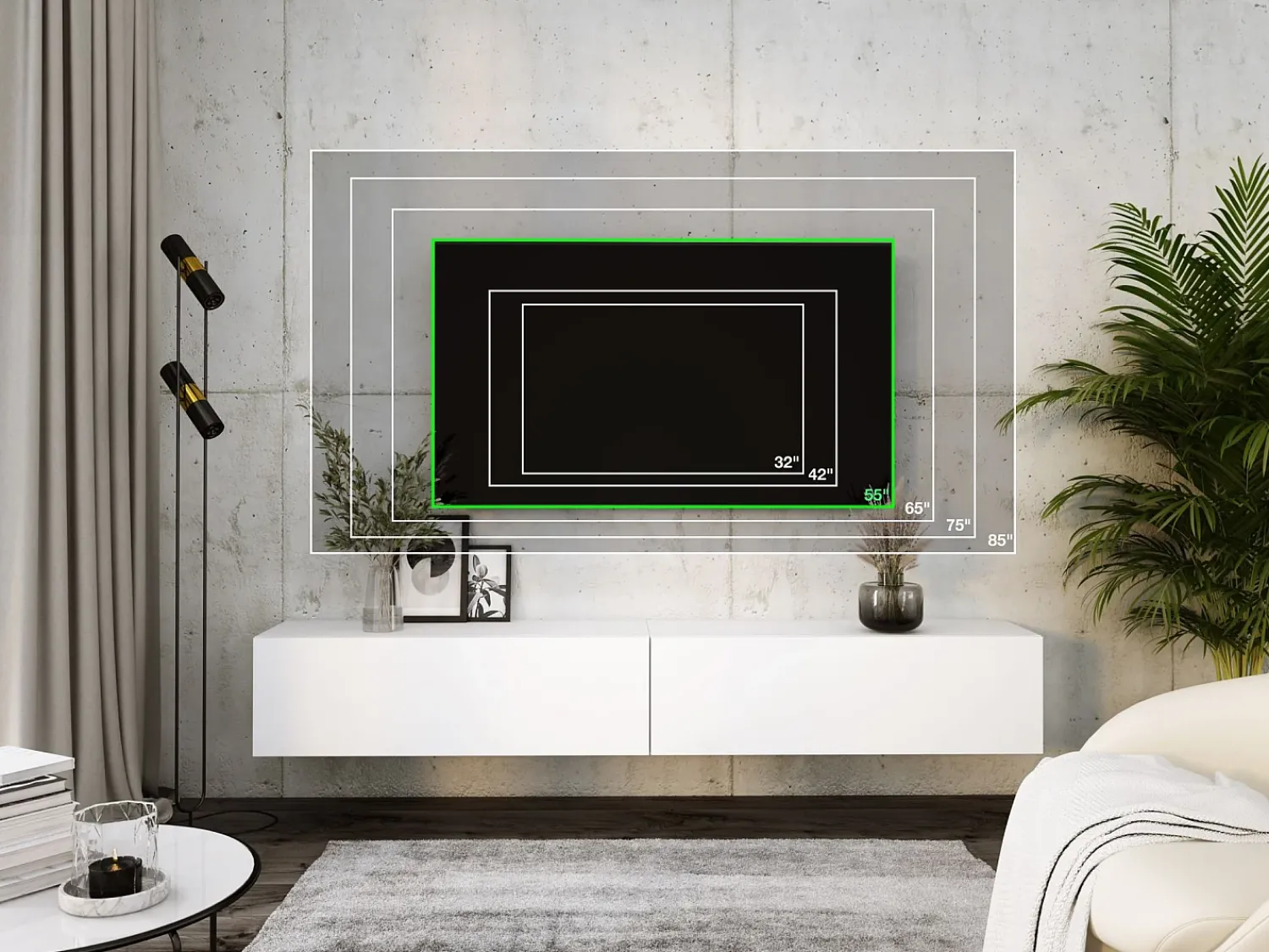 Móvel De Tv* Móvel TV suspenso, (2 x 100) x 34 x 32 cm, Fosco Branco