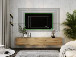 Móvel De Tv* Móvel TV suspenso, (2 x 100) x 34 x 32 cm, Carvalho Wotan Castanho