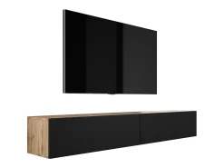 Hot Móvel TV suspenso, (2 x 100) x 34 x 32 cm, Carvalho Wotan / Preto Fosco Preto / Castanho