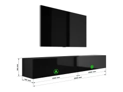 Móvel De Tv| Móvel TV suspenso, (2 x 100) x 34 x 32 cm, Fosco / Brilhante Preto