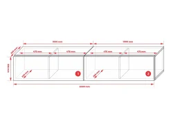 Móvel TV suspenso, (2 x 100) x 34 x 32 cm, Caxemira^ Móvel De Tv