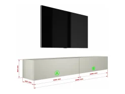 Móvel TV suspenso, (2 x 100) x 34 x 32 cm, Caxemira^ Móvel De Tv