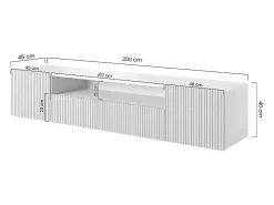 Hot Móvel TV suspenso com 2 portas e 2 gavetas 200x45 cm Branco