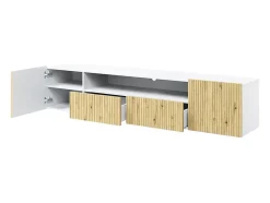 Móvel TV suspenso e carvalho com 2 portas e 2 gavetas 200x45 cm^ Móvel De Tv