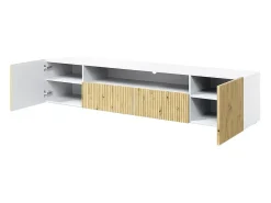 Móvel TV suspenso e carvalho com 2 portas e 2 gavetas 200x45 cm^ Móvel De Tv
