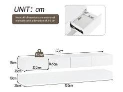 ModernLuxe Móvel TV suspenso 130cm - com LED - 4 gavetas -^ Móvel De Tv