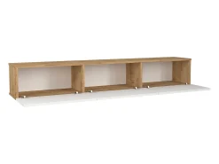 Clearance Vente-unique Móvel TV suspenso com 3 portas - Branco e Natural claro - VIKILA Natural claro / Branco