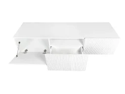 Móvel TV suspenso com 2 portas de batente 1 gaveta branca 150x45 cm^ Móvel De Tv