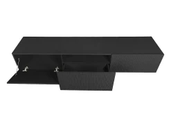Móvel De Tv| Móvel TV suspenso com 2 portas de batente 1 gaveta 200x45 cm Preto