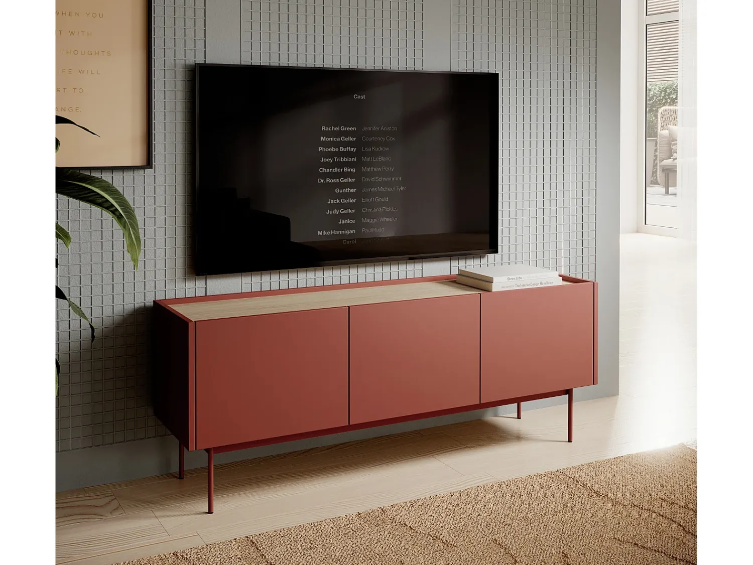 Móvel TV, Tijolo, TOP: Carvalho Linea, 144 x 55 x 37 cm^ Móvel De Tv