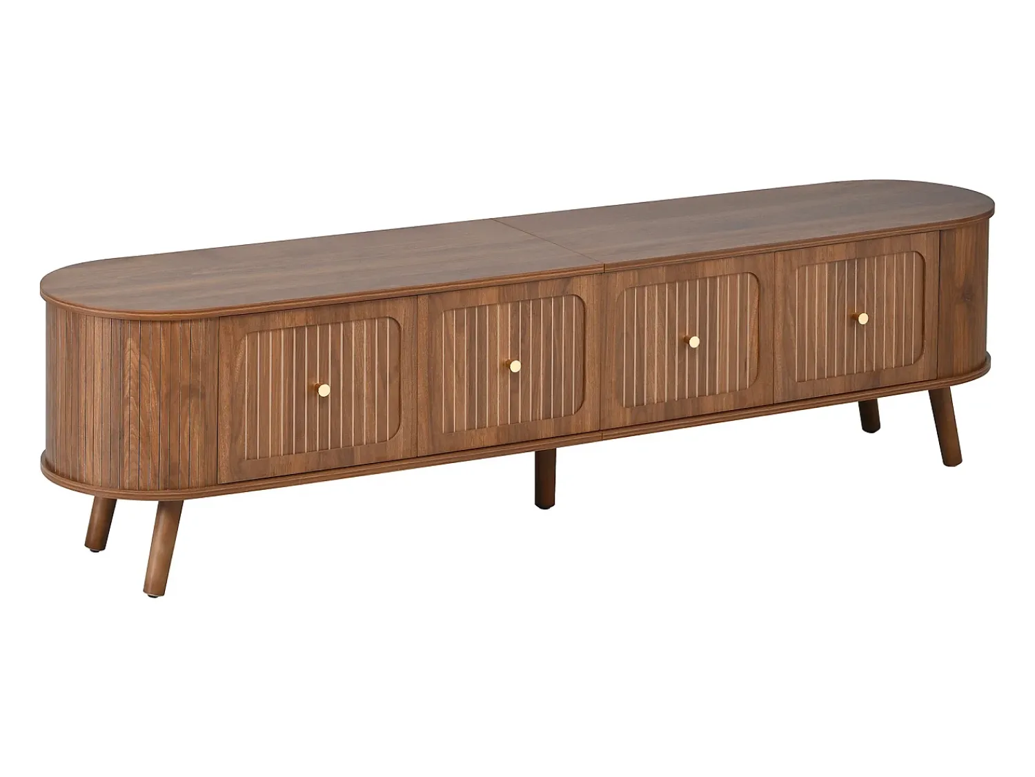 Hauss Spole Móvel TV vintage 180x38x47 cm em madeira escura com 4 portas^ Móvel De Tv