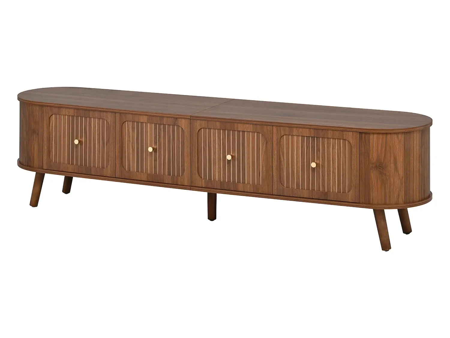 Hauss Spole Móvel TV vintage 180x38x47 cm em madeira escura com 4 portas^ Móvel De Tv