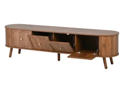 Hauss Spole Móvel TV vintage 180x38x47 cm em madeira escura com 4 portas^ Móvel De Tv