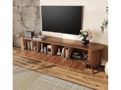 Hauss Spole Móvel TV vintage 180x38x47 cm em madeira escura com 4 portas^ Móvel De Tv