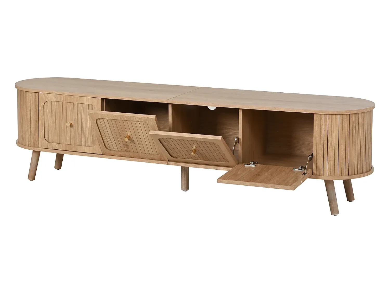 Online Hauss Spole Móvel TV vintage 180x38x47 cm em madeira clara com 4 portas Natural claro