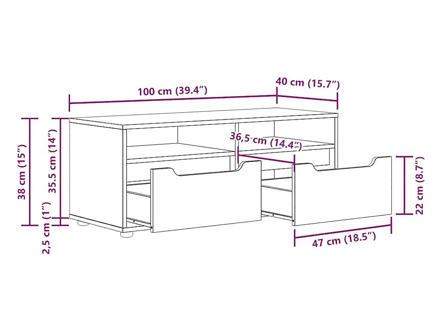 Móvel De Tv|vidaxl Móvel TV VISNES derivados de madeira 100x40x38 cm Preto