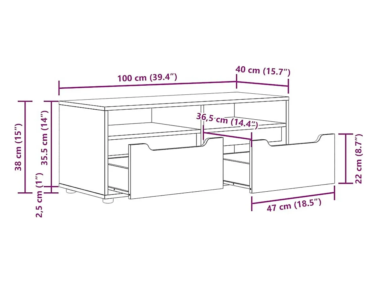 Móvel De Tv|vidaxl Móvel TV VISNES derivados de madeira betão 100x40x38cm Cinzento