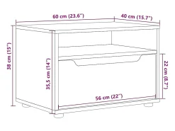 vidaxl Móvel TV VISNES derivados de madeira 60x40x38 cm^ Móvel De Tv