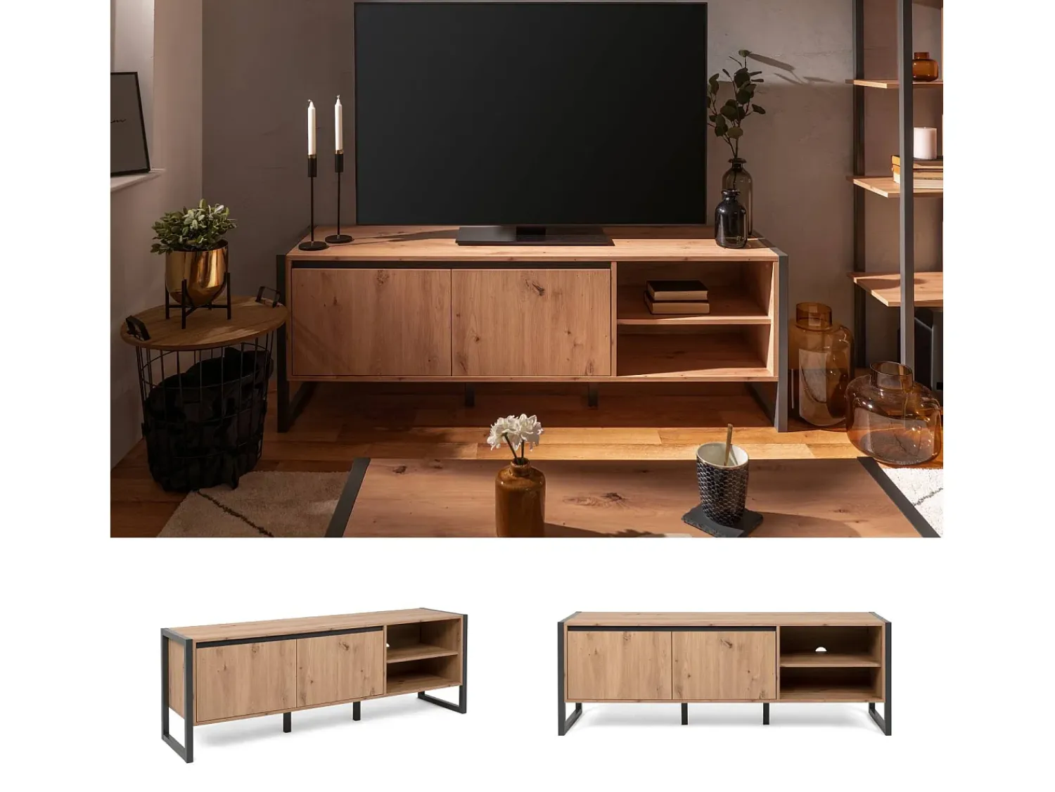 Móvel TV 160x55x40 cm antracite natural^ Móvel De Tv