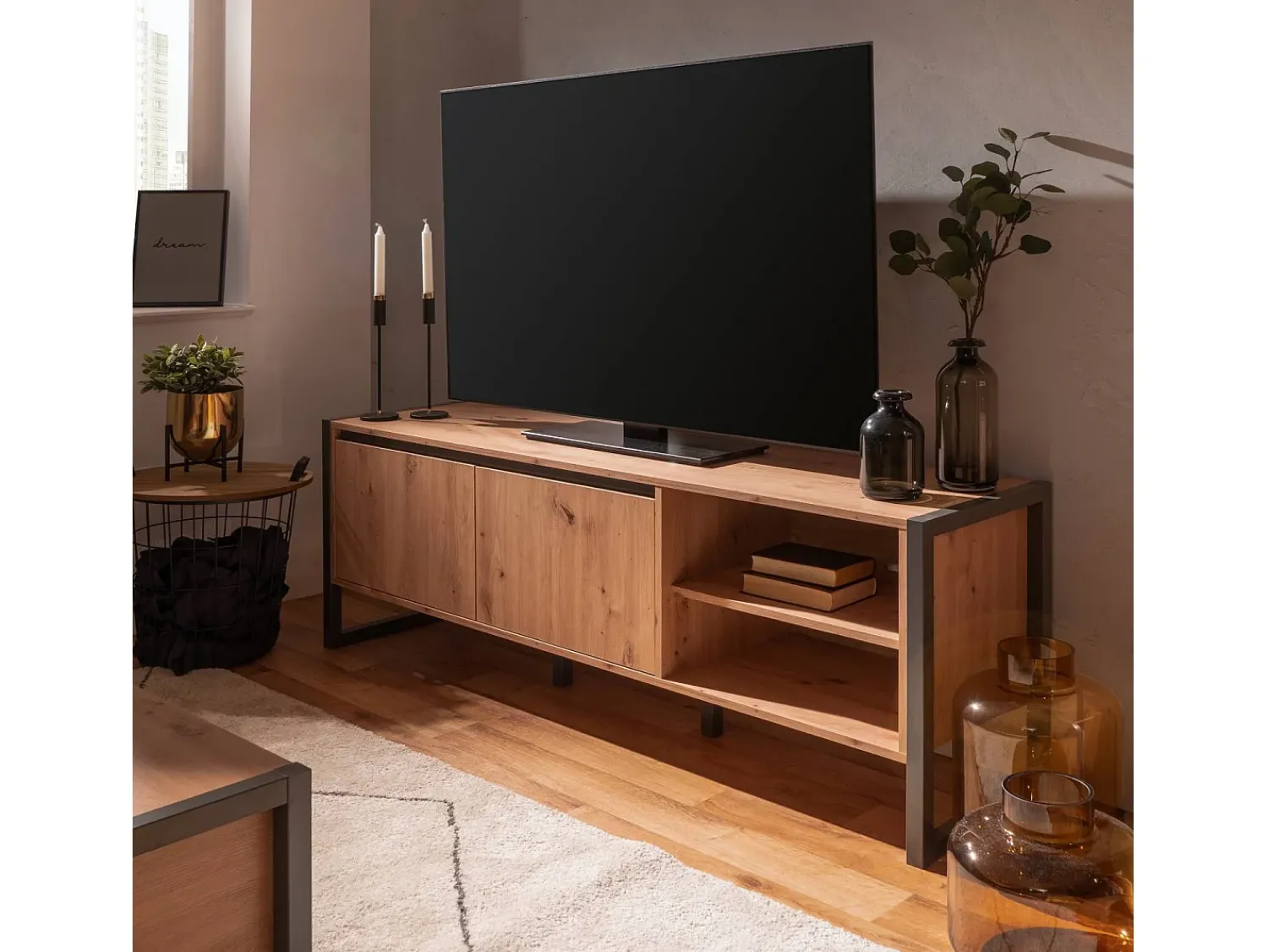 Móvel TV 160x55x40 cm antracite natural^ Móvel De Tv