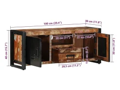 Clearance vidaxl Móvel TV 100x30x40 cm Madeira maciça recuperada Castanho
