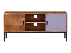Móvel TV 110x30x50 madeira acácia maciça mel e cinza PT491379^ Móvel De Tv