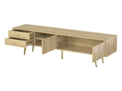 Outlet ModernLuxe Móvel TV 160x36x42cm - com 2 gavetas e 2 portas - pés dourados - Natural Natural claro
