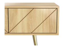 Outlet ModernLuxe Móvel TV 160x36x42cm - com 2 gavetas e 2 portas - pés dourados - Natural Natural claro