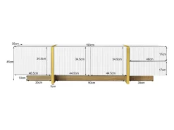 New Móvel TV 190x35x45cm - com 3 portas 2 gavetas - grão e madeira - MDF+PB - Branco+ Dourado