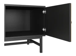 Móvel De Tv*ModernLuxe Móvel TV 150x38x55cm - com prateleiras e 2 portas - Natural + Preto Preto / Natural claro