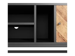Móvel De Tv*ModernLuxe Móvel TV 150x38x55cm - com prateleiras e 2 portas - Natural + Preto Preto / Natural claro