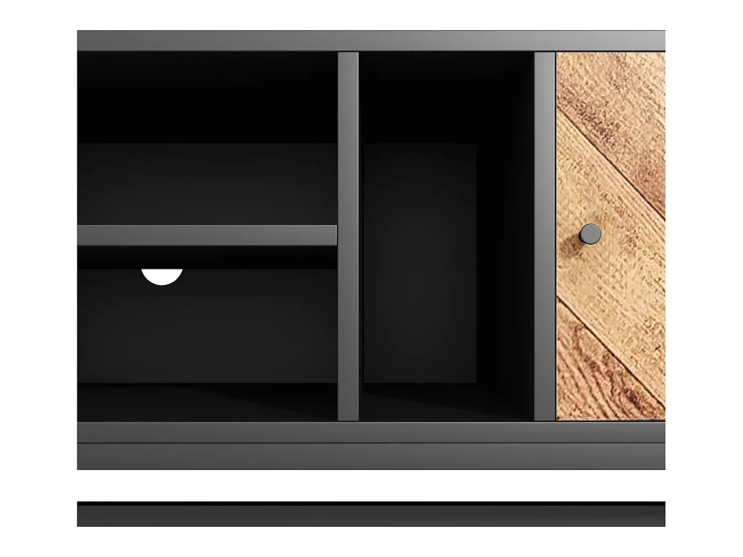 Móvel De Tv*ModernLuxe Móvel TV 150x38x55cm - com prateleiras e 2 portas - Natural + Preto Preto / Natural claro