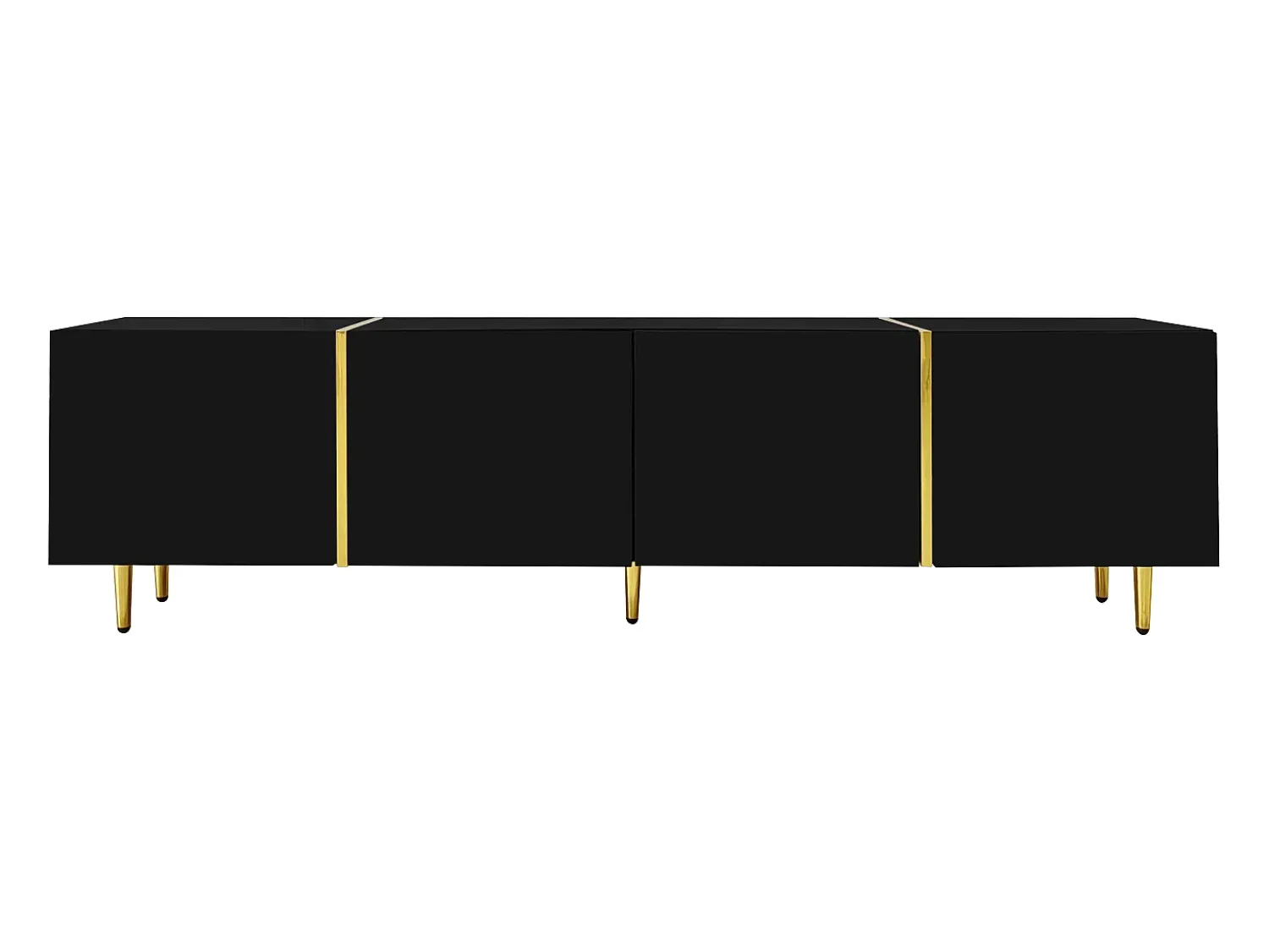Móvel De Tv* Móvel TV 170x35x46cm - Móvel 4 portas brilhante - moderno e simples - MDF Preto