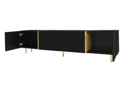 Móvel De Tv* Móvel TV 170x35x46cm - Móvel 4 portas brilhante - moderno e simples - MDF Preto