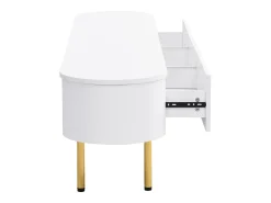 Móvel TV 174x35x41cm - Móvel baixo com 3 gavetas, puxadores e pés dourados, cantos curvos - em MDF^ Móvel De Tv